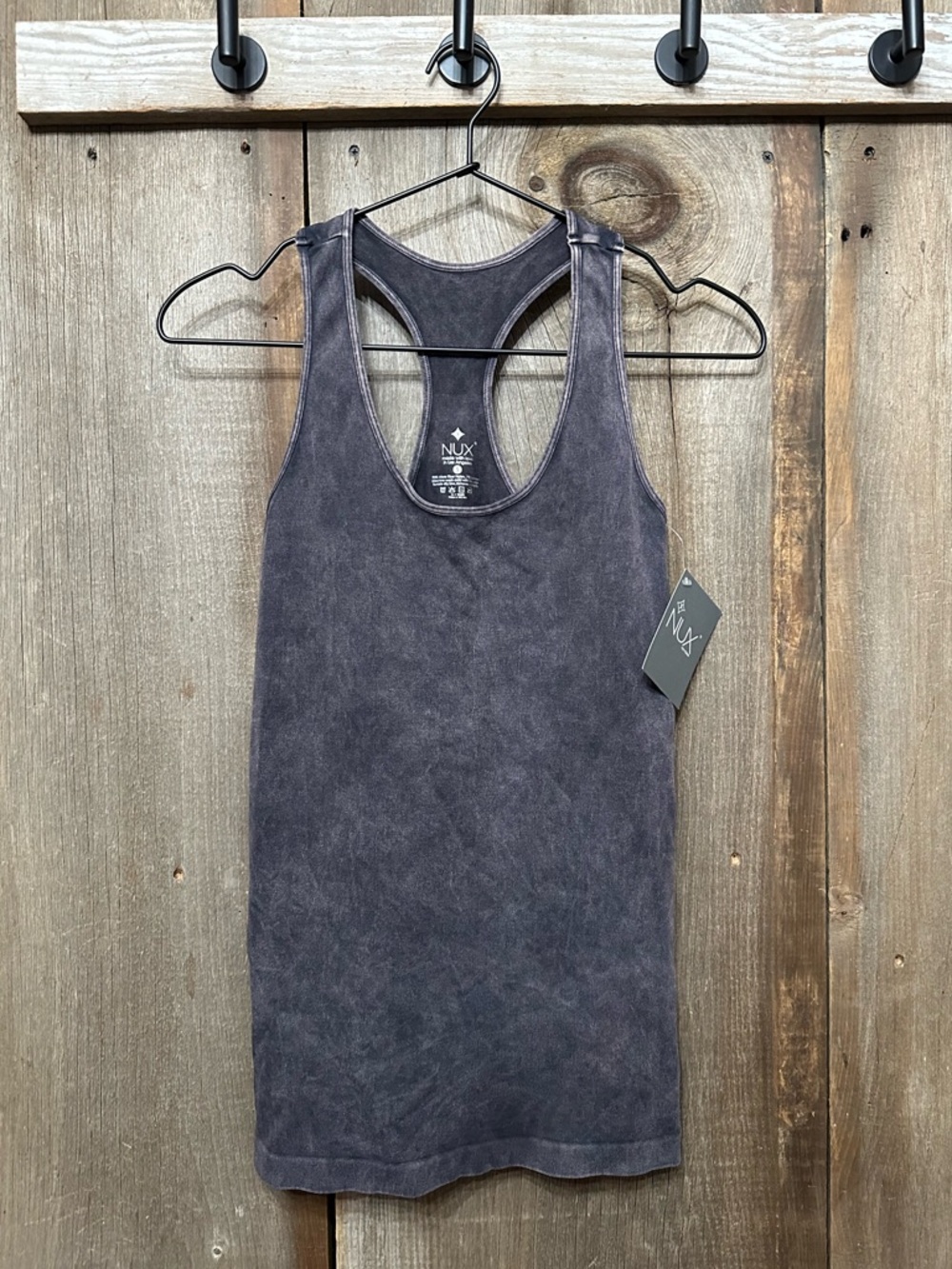 NUX Freedom T-back Seamless Yoga Tank in Mineral Black Size Small